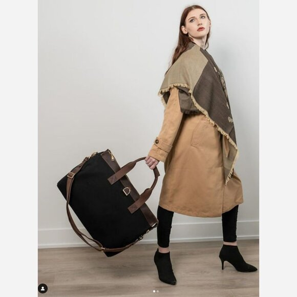Oakbark & Chrome Havana & Black Waxed Canvas Weekender Bag – New - Picture 1 of 13
